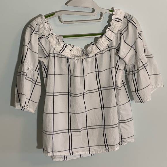 A&F Off the Shoulder Checkered Blouse - Picture 2 of 3